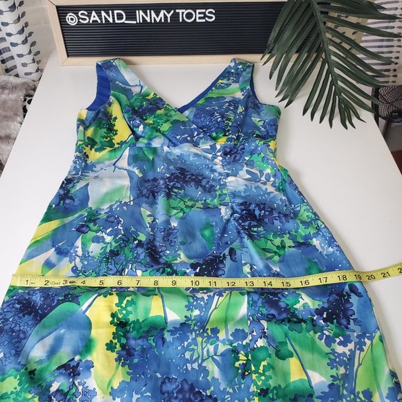 Donna Ricco NY I Sleeveless V Neck Sheath Summer Dress Teale/Floral Size… - Picture 10 of 15